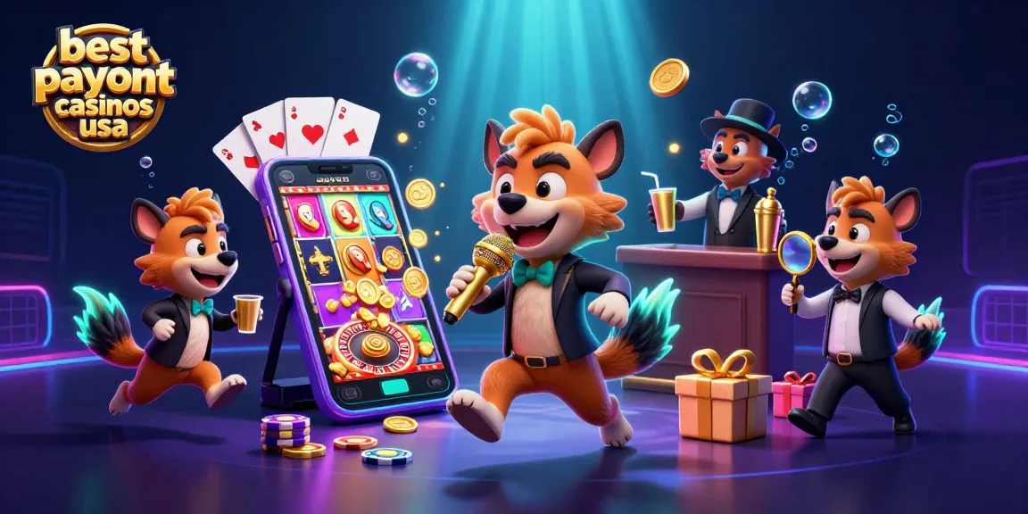 Experience thrilling moments at the best payout casinos USA with cartoon hyenas in a vibrant casino.