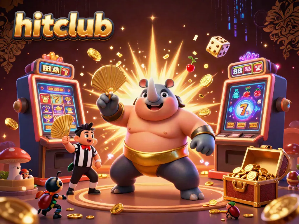 Experience the thrilling excitement of hitclub with the beetle sumo champion stomping coins and a jackpot explosion.