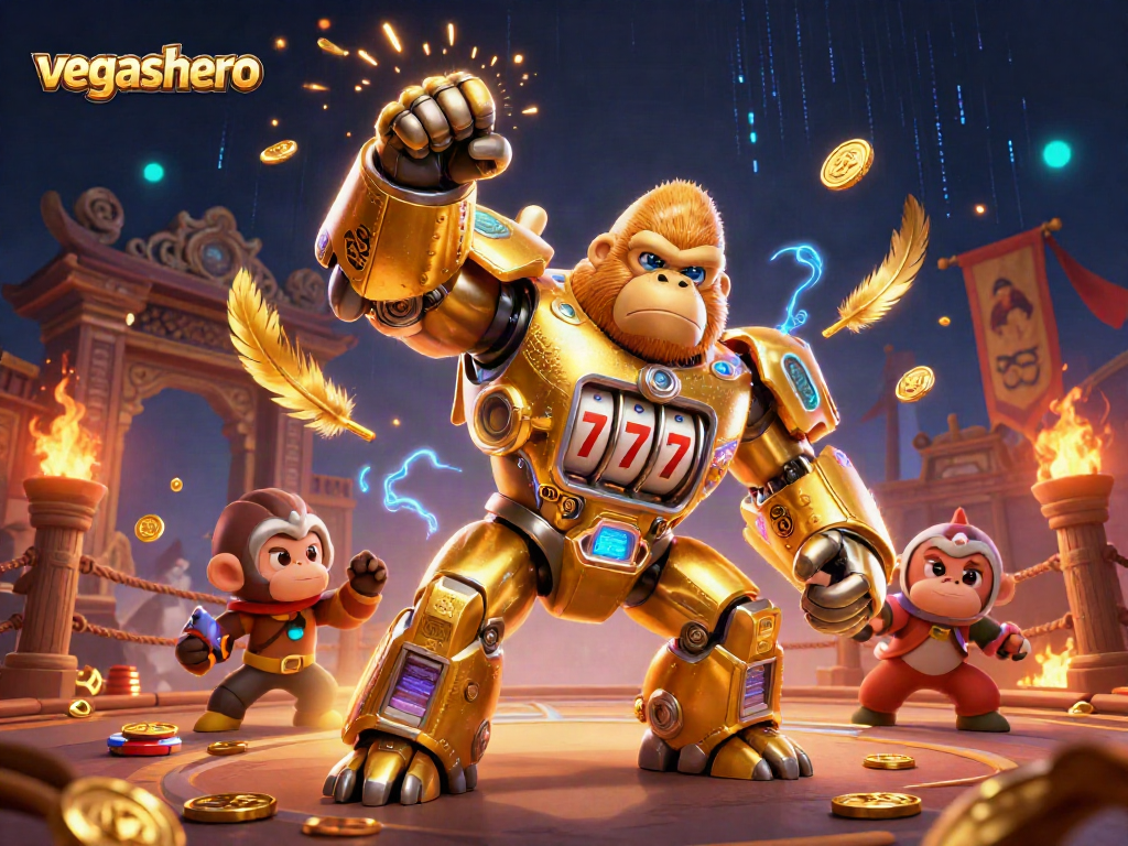 Experience the excitement of vegashero with a vibrant 3D casino scene showcasing thrilling slot machine elements.