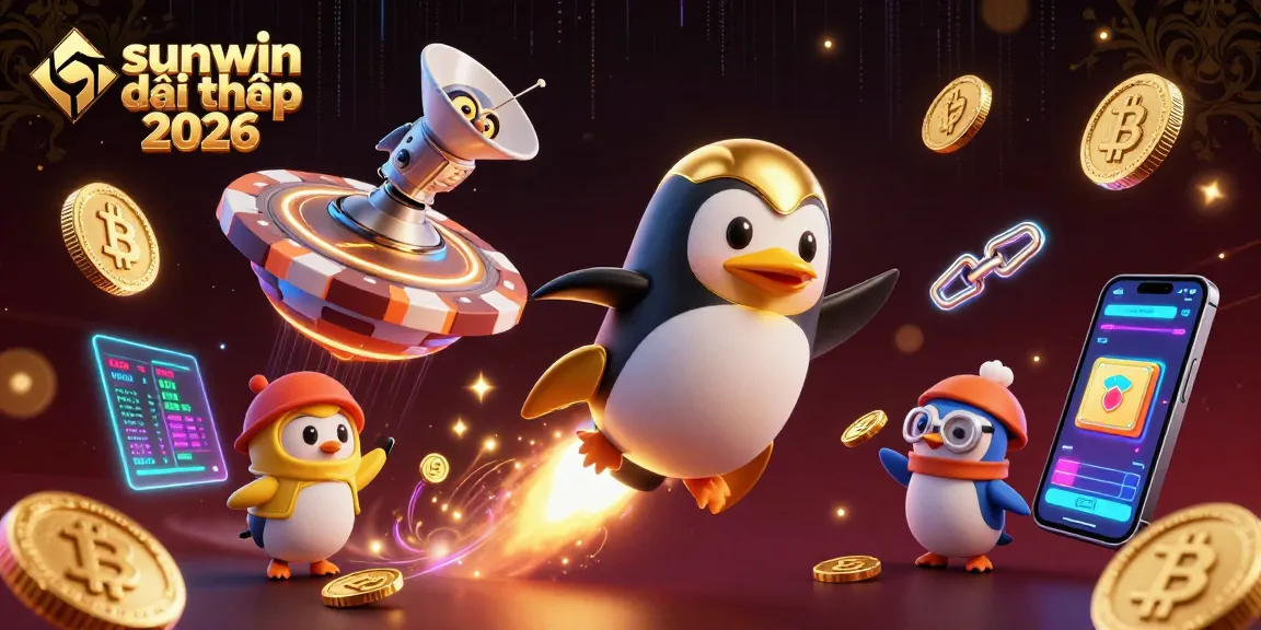 Experience the excitement of sunwin đổi thưởng 2026 with a magical casino adventure featuring a golden penguin.