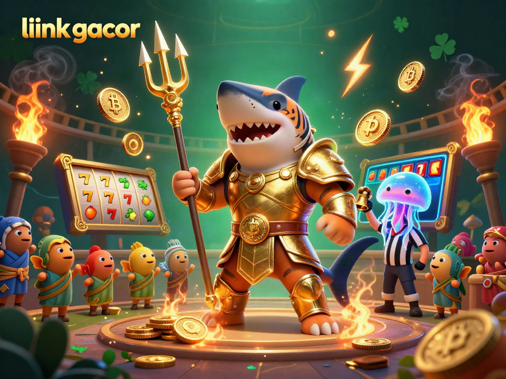 Spin the reels in an exhilarating underwater colosseum scene with link gacor emphasizing vibrant wins and jackpots.