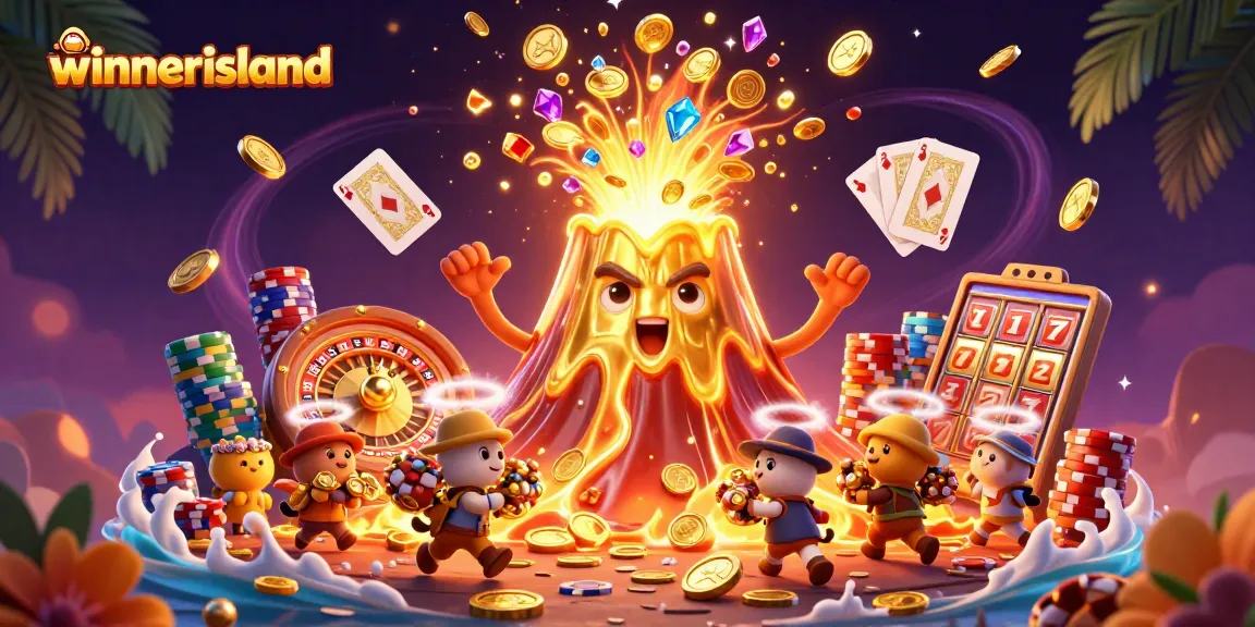 Experience thrilling wins at Winnerisland with a vibrant casino scene featuring dynamic games and treasures.