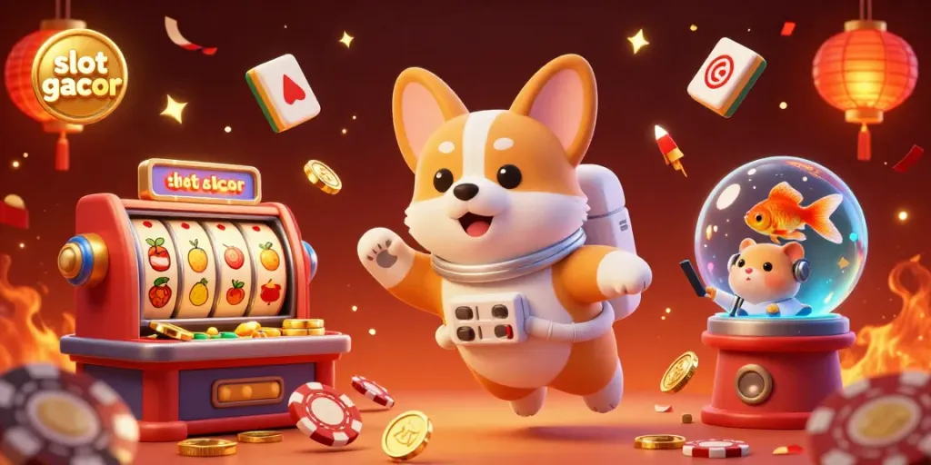 Experience thrilling slot gacor excitement with animated characters in a vibrant space casino.