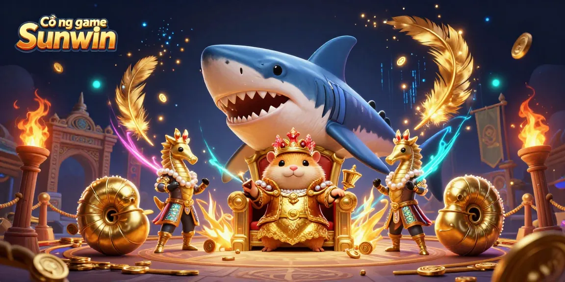 Cổng game Sunwin showcases an intense golden hamster king scene amidst dynamic casino elements.